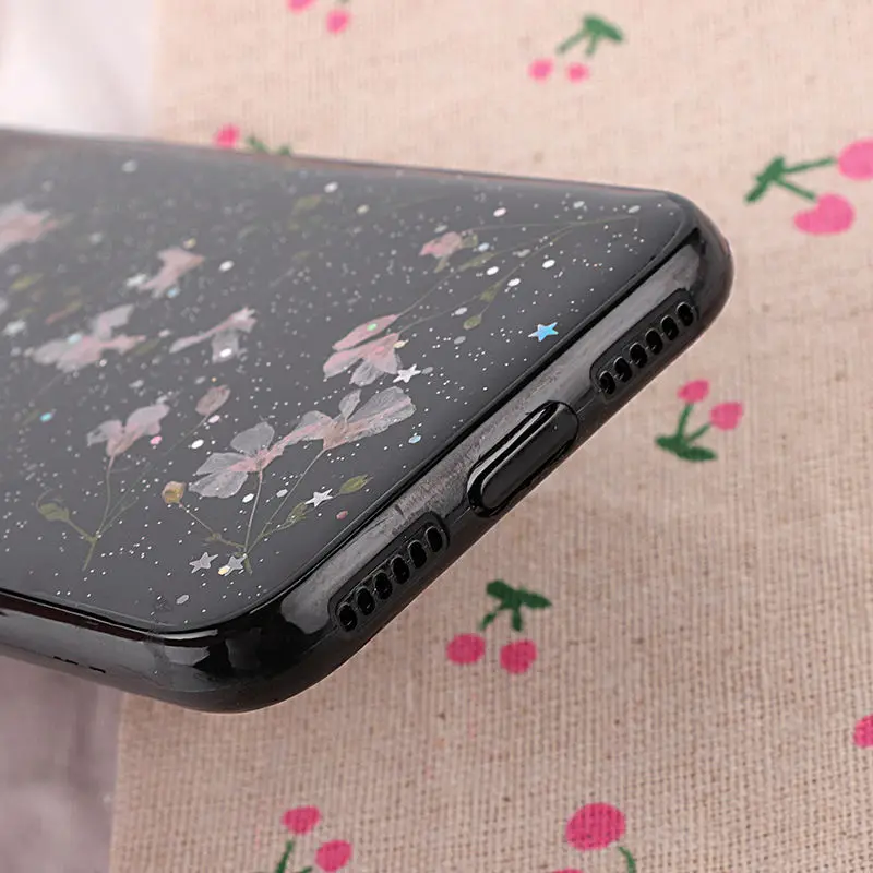 Живыми цветами засушенные цветы Мягкий TPU чехол для iPhone X XR XS Max 6 S 7 8plus кейс Samsung Galaxy