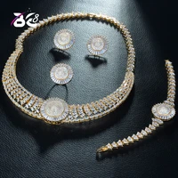 be 8 new luxury design round bridal jewelry sets for women elegent mirco cubic zircon paved 4pcs wedding sets bijoux femme s279