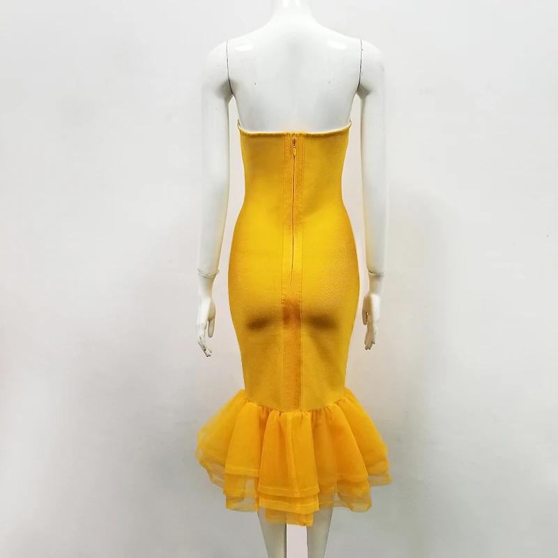 Новое поступление 2019 короткие сетчатые желтые белые бандажные платья женские
