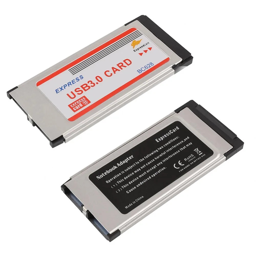 AMZDEAL супер-Speed Express Card ExpressCard 34 мм двойной устройство работающее от прикуривателя с 2 портами USB 3,0 Карты BC628 для ноутбука