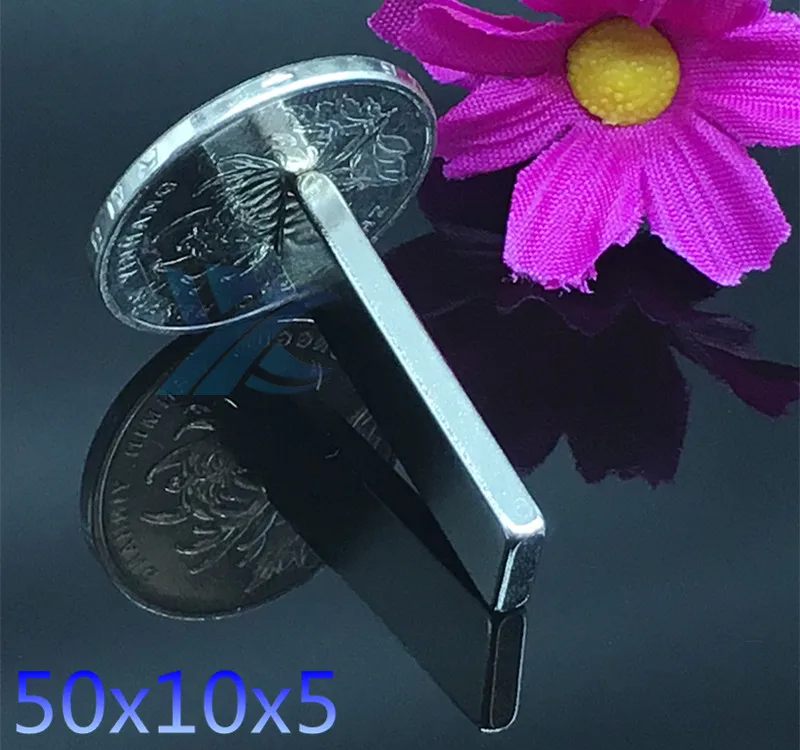 10 шт. 50 мм x 5 супер сильный неодимовый редкоземельный магнит 50*10*5 никель 50X10X5