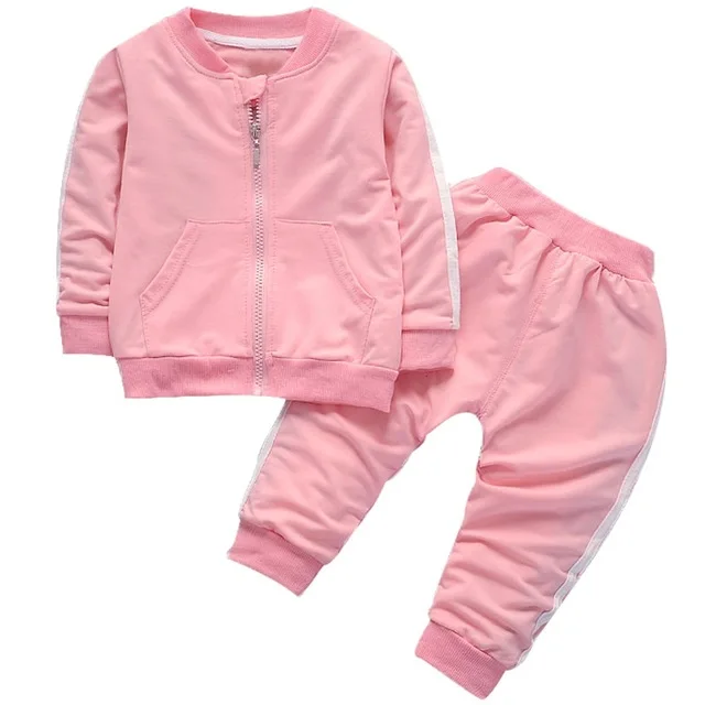 pink Детские комплекты одежды для мальчиков и девочек; Новинка г.; осенне-весенняя одежда с длинными рукавами для малышей; комплект одежды для детей; Модный спортивный костюм - Цвет: pink