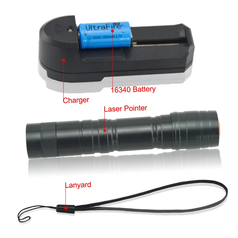 Высокомощная лазерная указка CWLASER с фокусировкой (856) фиолетовая/532нм зеленая/650нм