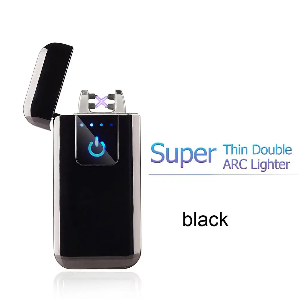 Плазменная usb-зажигалка с сенсорным переключателем, зажигалка для сигарет для курения, Электронная зажигалка с выгравированным именем, супертонкая зажигалка - Цвет: black 3