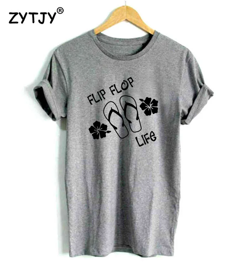 Флип флоп жизни пляжные Гавайи принт Для женщин футболка хлопковая забавная для