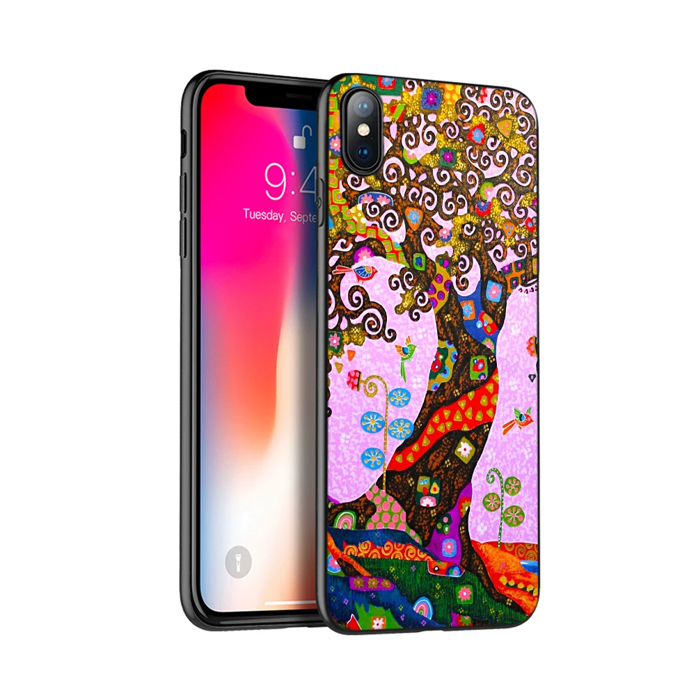 Черный чехол из ТПУ для iphone 5 5s se 6 6s 7 8 plus x 10 силиконовый XR XS 11 pro MAX Gustav Klimt Древо