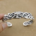 _ Серебряные змеи на черепе, мужской Байкерский браслет 9B009 в стиле рок, подходит для запястья 6,0  7,5 дюймов