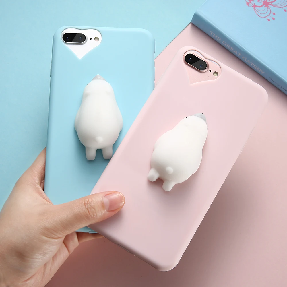 KISSCASE 3D Squishy Case For iPhone 5 6 6s 7 Plus Lovely Cute Funny Animal Soft TPU Cover 5S SE |