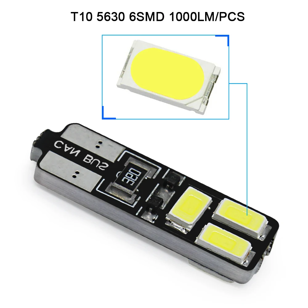 Светодиодная лампа Canbus T10 6smd 194 2xT10 5630 W5W для автомобиля|Сигнальная лампа| |