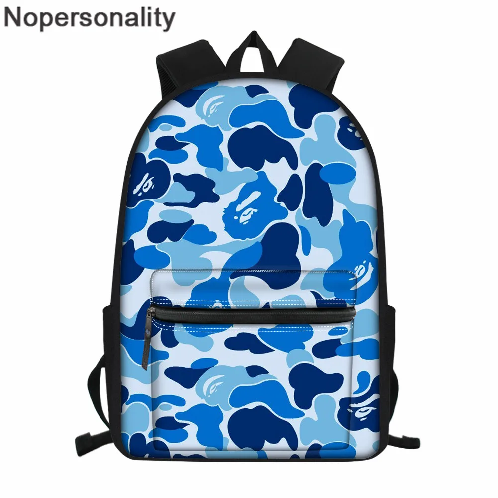 

Nopersonality Men Backpack Green Camouflage School Bag for Teenager Boys Girls Rucksack Male Teen Blue Book Bag Men Back Pack