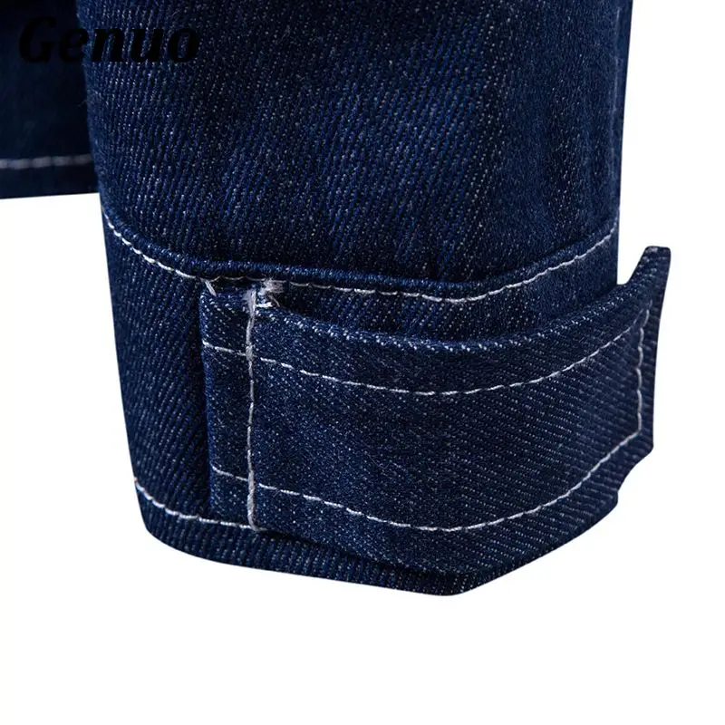 Genuo Мужская джинсовая куртка высокого качества модные джинсовые куртки Slim Fit Повседневная Уличная винтажная Мужская джинсовая одежда больших размеров