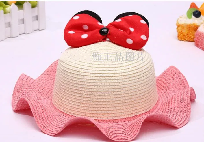 Ребенок младенец девочки соломенная шляпа с бантом детские шляпы от солнца