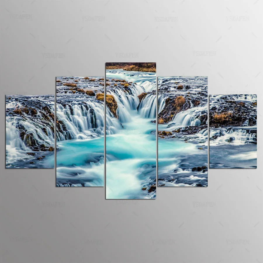 5 panel hd Rivers print canvas art wall framed paintings for living room picture kn-395 | Дом и сад