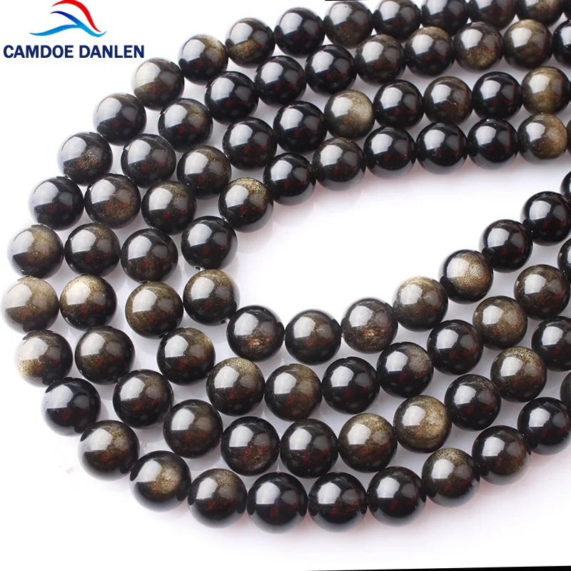 Круглые бусины из золотого обсидиана CAMDOE DANLEN 4 6 8 10 12 мм подходят для