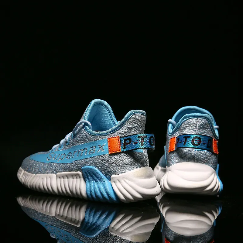 Blue Новинка; модные брендовые Дизайнерские мужские кроссовки Flyknit; дышащая легкая мужская повседневная обувь; Zapatos Para Correr - Цвет: Blue