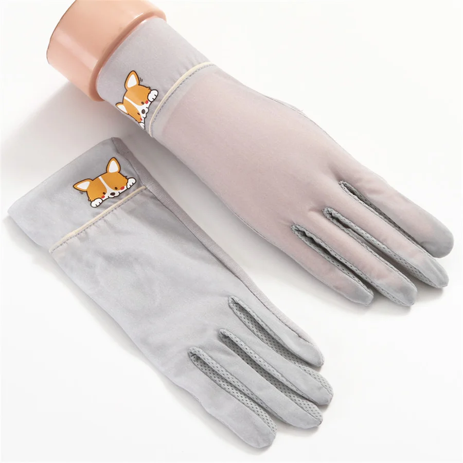 Женские шелковые эластичные перчатки с имитацией солнцезащитные