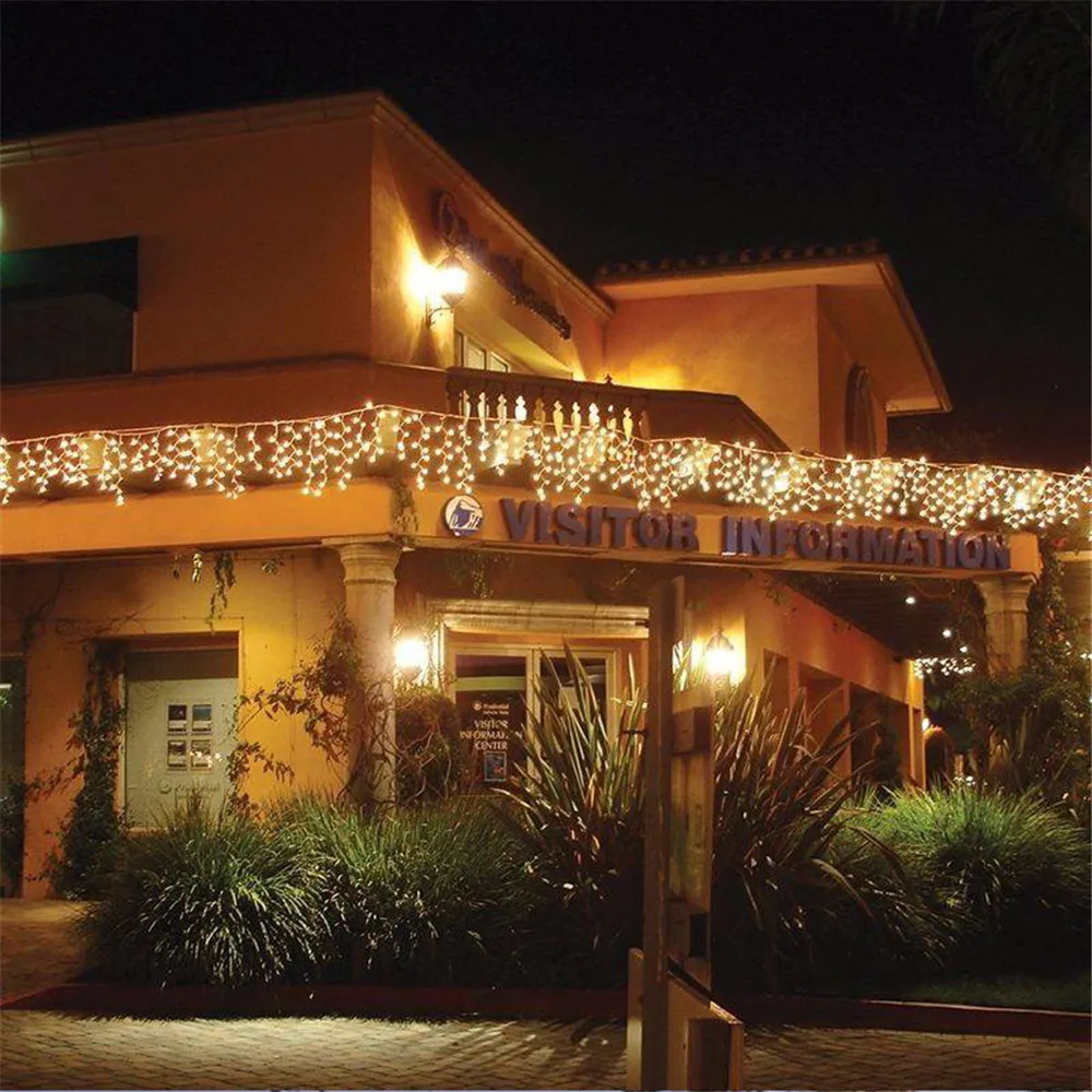 

christmas lights outdoor decoration 4 meter droop 0.3-0.5m led curtain icicle string lights new year wedding party garland light