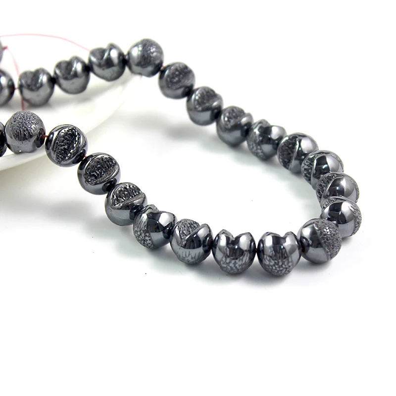 10 шт./лот гематит круглой формы открытые злые рот свободные бусины 12 мм для