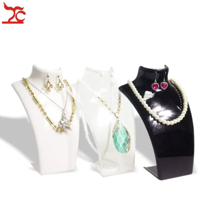 

Three Colors Mannequin Necklace Pendant Jewelry Display Stand Holder Showcase Earring Jewelry Display Decorate Shelf 21cm