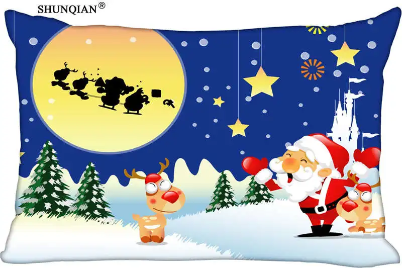 

Hot Nice Merry Christmas Rectangle Pillowcase Zipper Wedding For Bedroom Pillow Cover Custom Pillow Case 612