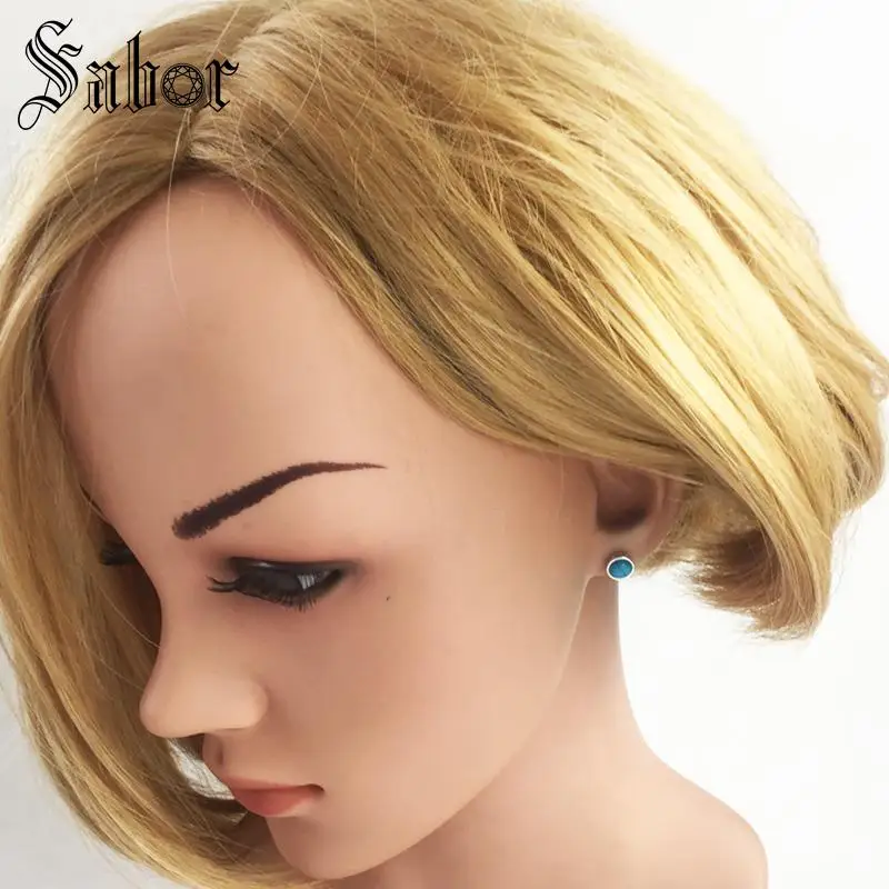 Серьги-гвоздики с синим камнем подарок для вечеринки женщин и мужчин