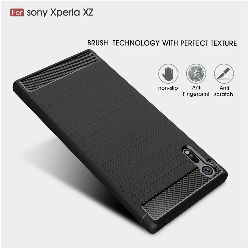 High quality Carbon Fiber Phone Case For Sony Xperia XZ F8332 / XZs G8232 Silicone Anti-drop Cover 5.2&quot Capa | Мобильные
