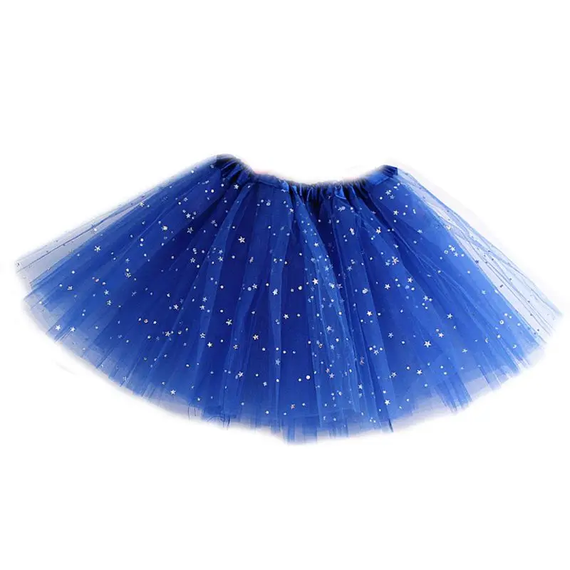 Многослойная юбка-пачка для девочек, танцевальный костюм для балета, атласная юбка с блестками и эластичным поясом, мини-платье
