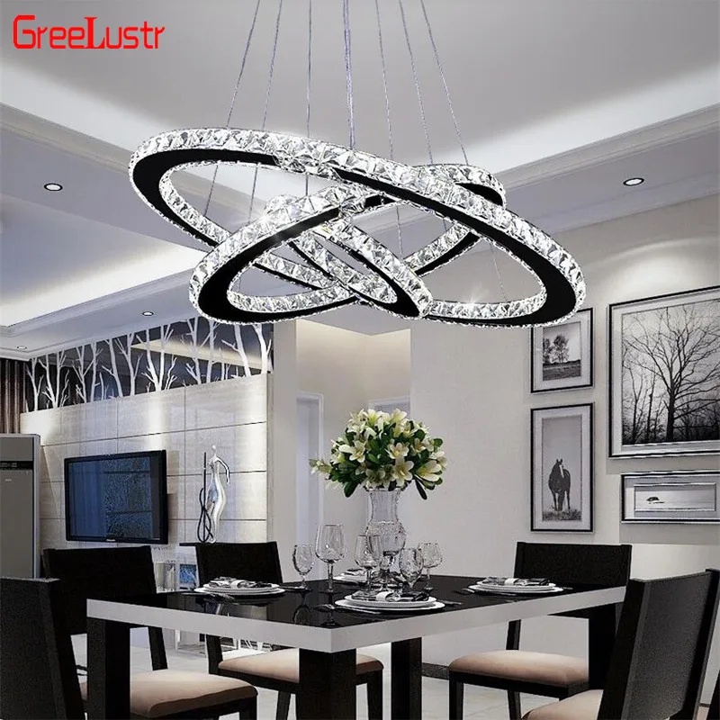 Роскошные 3 кольца хрустальные люстры из нержавеющей стали Led Mordern подвесной светильник домашний декор подвесной светильник Avize