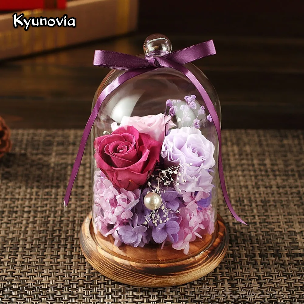 Kyunovia настоящая Роза в стеклянном консервированном вечном цветке День Святого