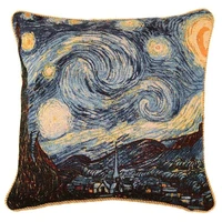 cushion cover cotton polyester double jacquard knitting weave throw pillow covers cushion case van gogh starry night sunflowers