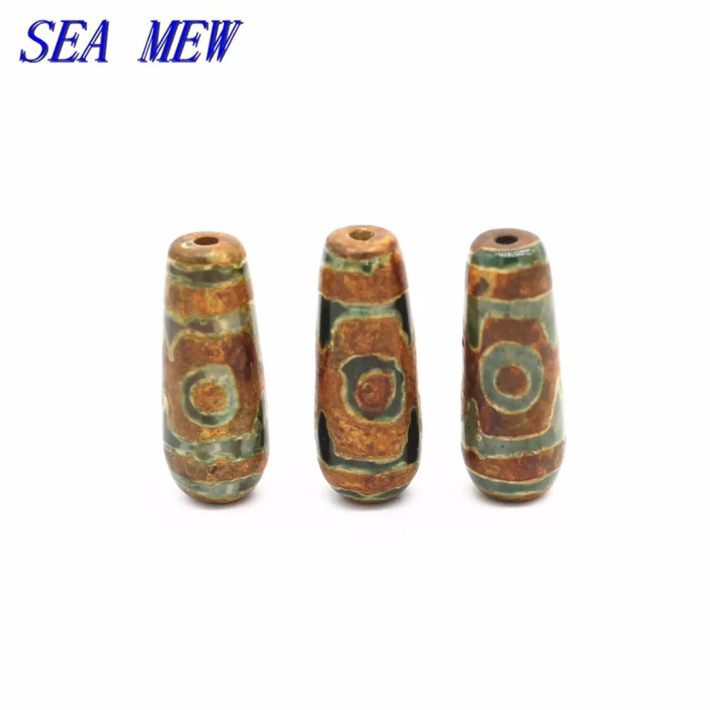 SEA MEW 12 мм * 30 тибетские глаза бусины дзи капли воды древний камень разделитель