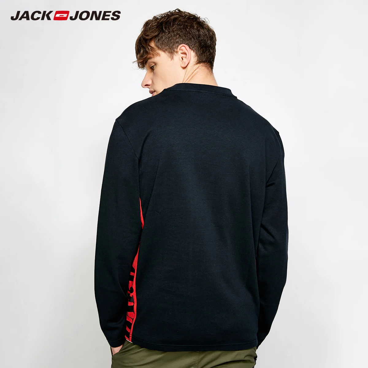 MLMR Мужская хлопковая футболка с буквенным принтом Однотонная длинными рукавами