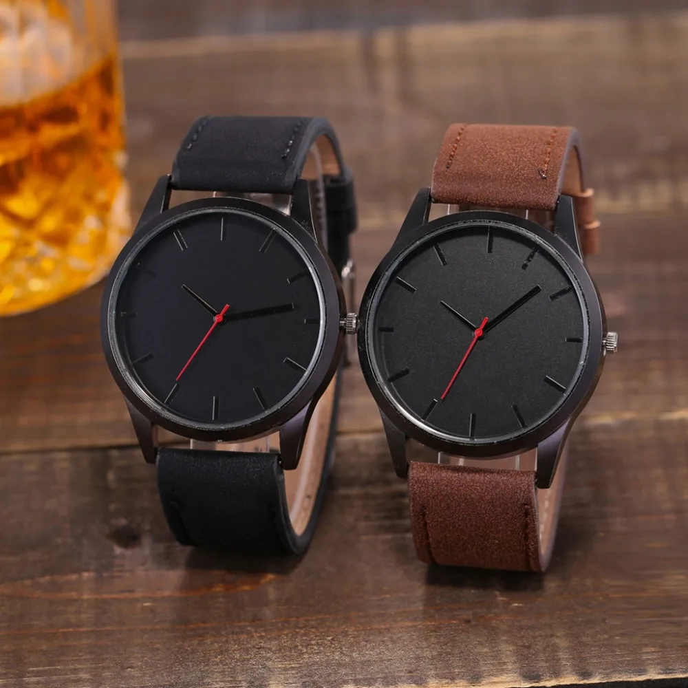 Reloj Hombre модные мужские часы с большим циферблатом военные кварцевые кожаные
