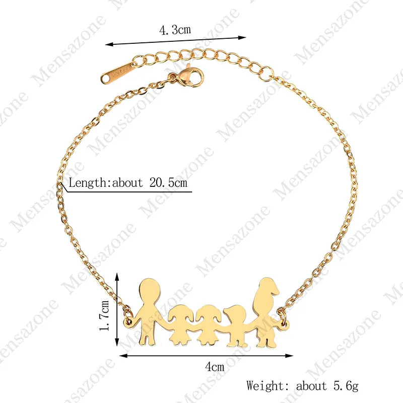 MENSAZONE Любовь Семья Кулон Браслет Нержавеющая сталь папа мама Девочки Мальчик