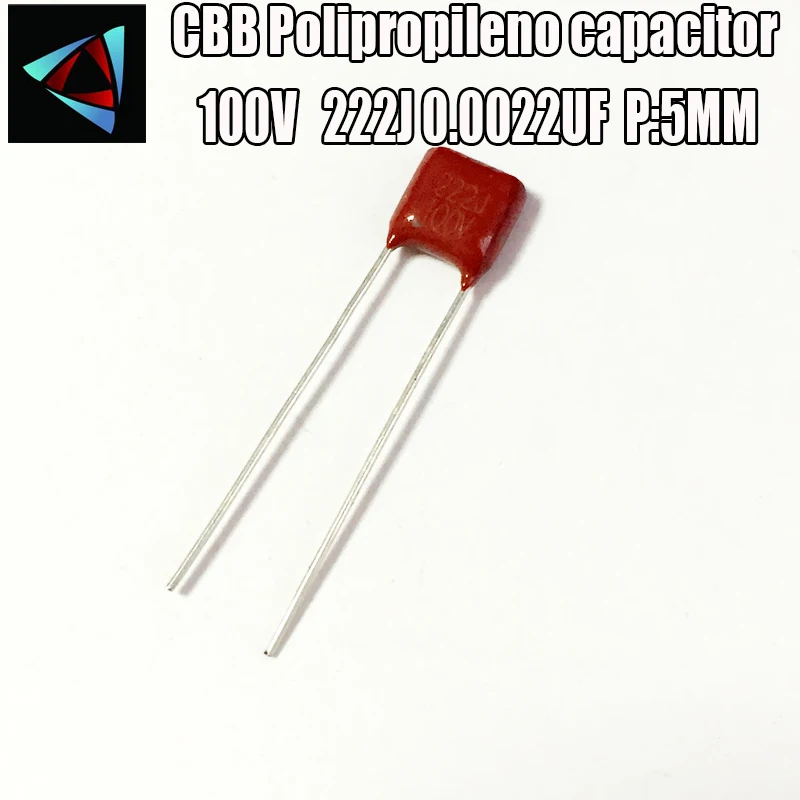 50pcs 100V 222J 0.0022UF Pitch 5mm CBB filme de Polipropileno capacitor