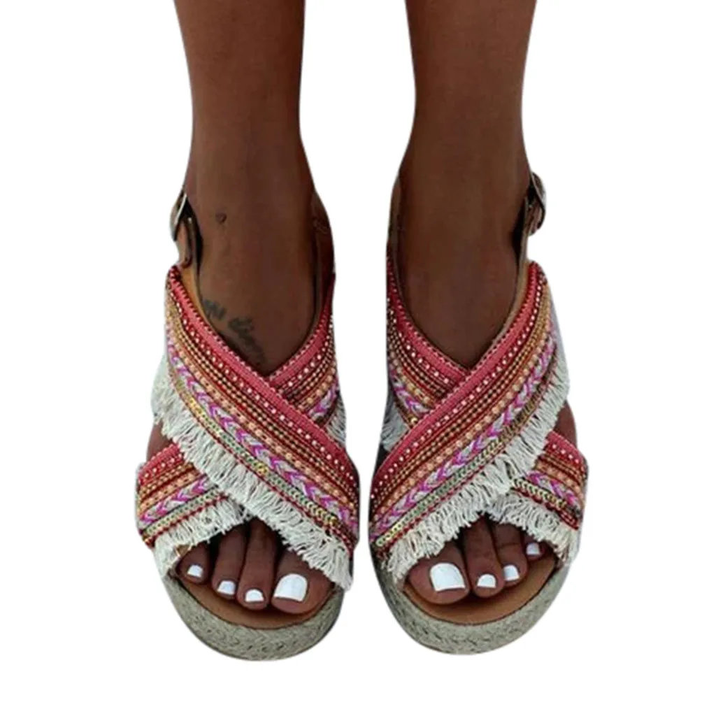 Сандалии SAGACE женские с открытым носком босоножки кисточками и бисером римские