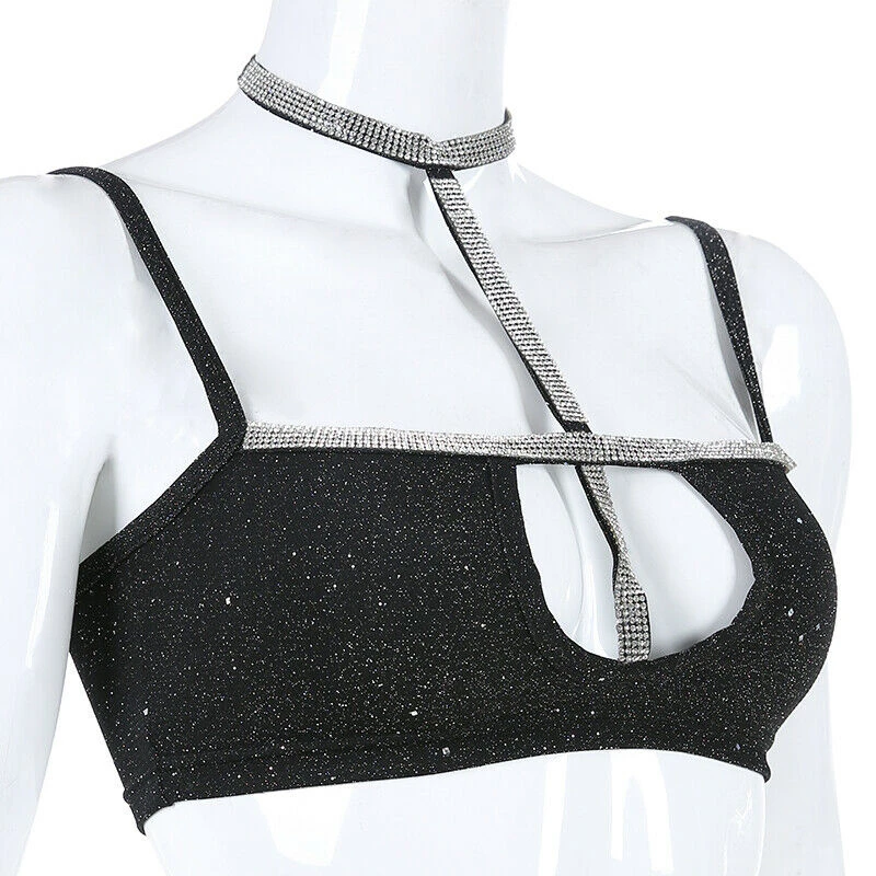 Женский сексуальный эластичный бюстгальтер для девушек летний топ с блестками и