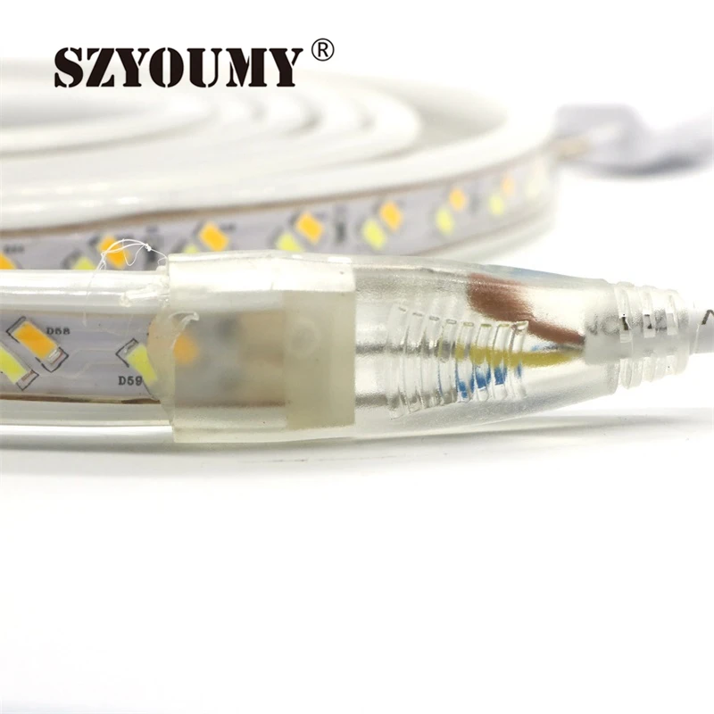 SZYOUMY 1/2/3/4/5 м/лот 120 светодиодов/м 220 В SMD 5730/5630 Светодиодная лента белая и теплая