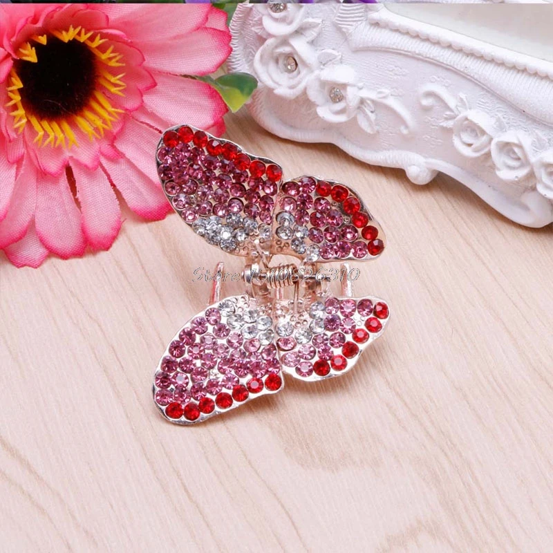 Elegant Women Girl Butterfly Claw Crystal Rhinestone Hair Clip Clamp Hairpin Jaw #Y207E# Hot Sale | Красота и здоровье