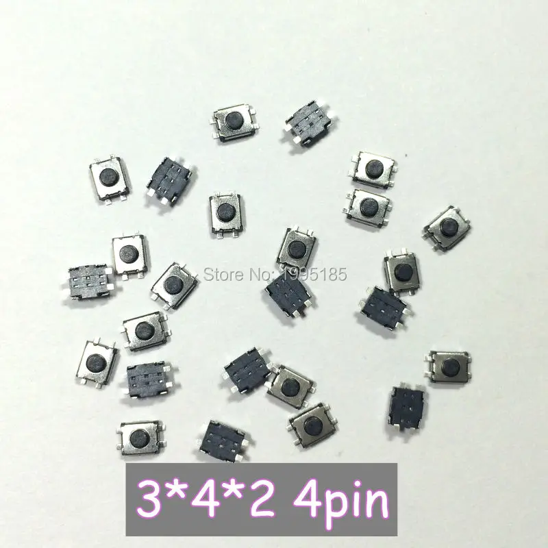 100 шт. 3*4*2 мм SMD Tact 4P миниатюрный микропереключатель/кнопочный переключатель 3X4X2 3 4