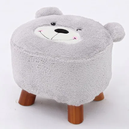 light grey Твердый деревянный мультяшный креативный тканевый детский чайный стол табурет домашний диван обувь табурет - Цвет: light grey