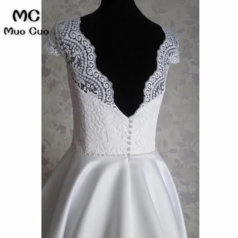 2018 A-Line Свадебные платья Короткие Robe de mariage Кружева Аппликации Рубашка с короткими
