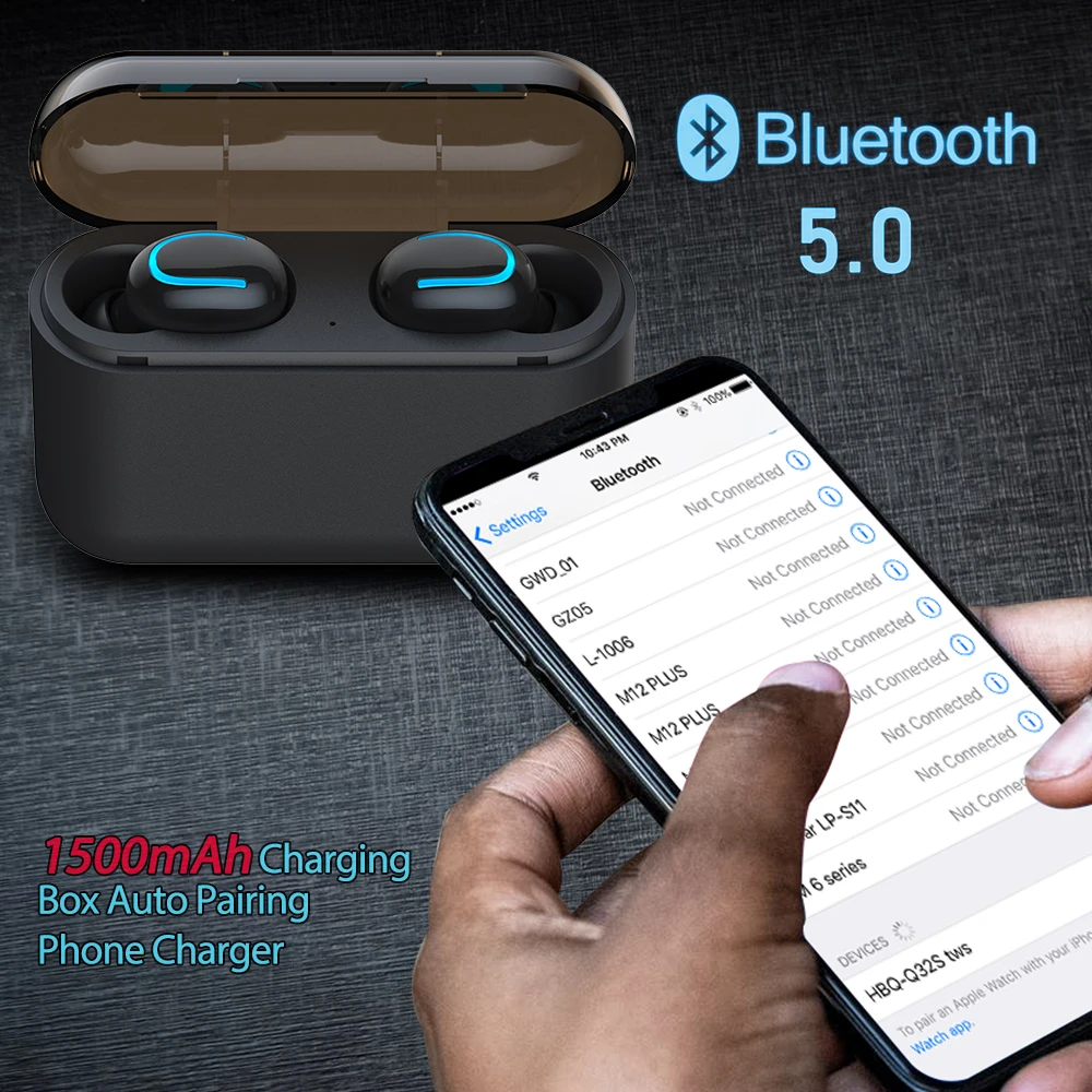 TOPROAD TWS Bluetooth 5,0 Наушники Беспроводные водонепроницаемые стерео наушники-вкладыши гарнитура с микрофоном Handsfree power Bank