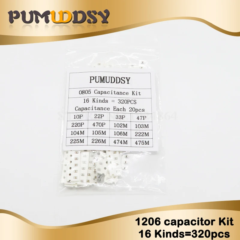 16 значений* 20 шт = 3 20 шт 0805 SMD конденсатор Ассорти Комплект 10PF-22UF Образцы комплект