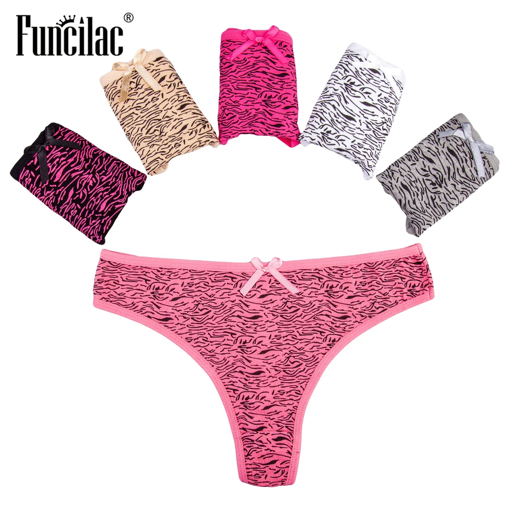 FUNCILAC пикантные леопардовые стринги Для женщин дамы T-back дышащий хлопок