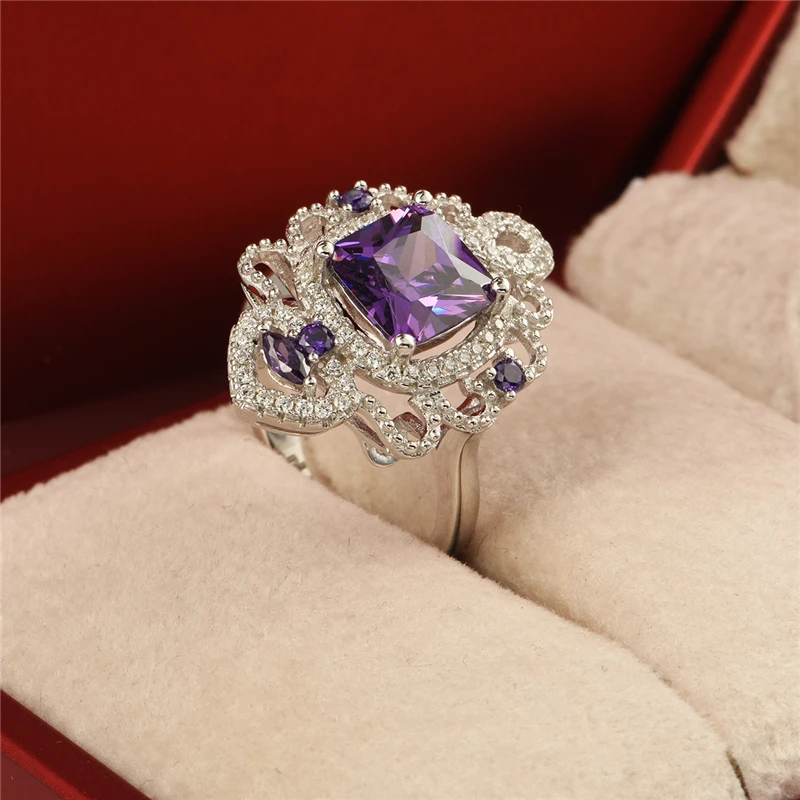 GW модное ювелирное изделие кольцо в русском стиле фиолетового цвета женское из