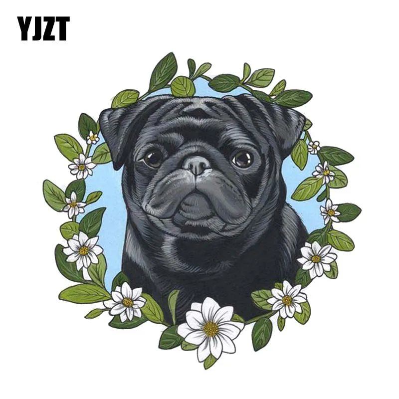 YJZT 14.6CM*14.6CM A Lovely Wreath Dog PVC Decal Car Sticker 12-300534 | Автомобили и мотоциклы