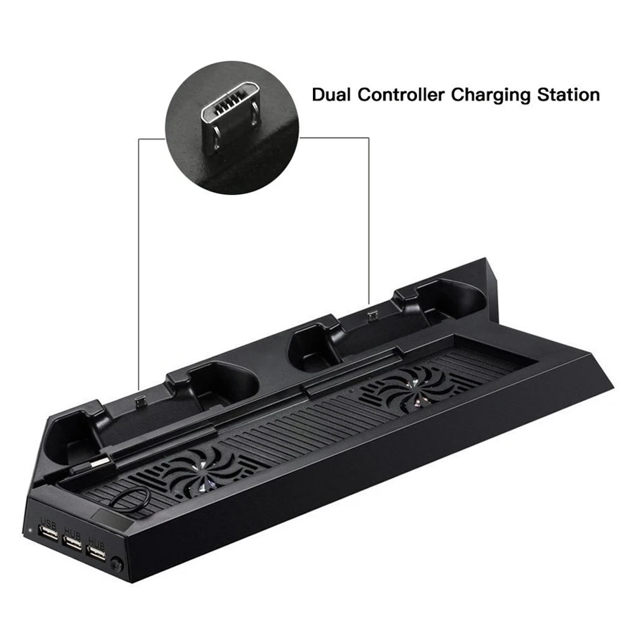 Вертикальный охлаждающий вентилятор PS4 многофункциональный с двумя джойстиками