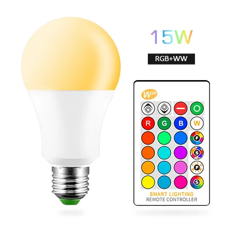 15W RGBWW Переменный ток 110 В 220 В E27 RGB светодиодный светильник 5 Вт 10 Вт 15 Вт RGB RGBW RGBWW сменная красочная Светодиодная лампа RGBW с ИК-пультом дистанционного управления - Испускаемый цвет: 15W RGBWW