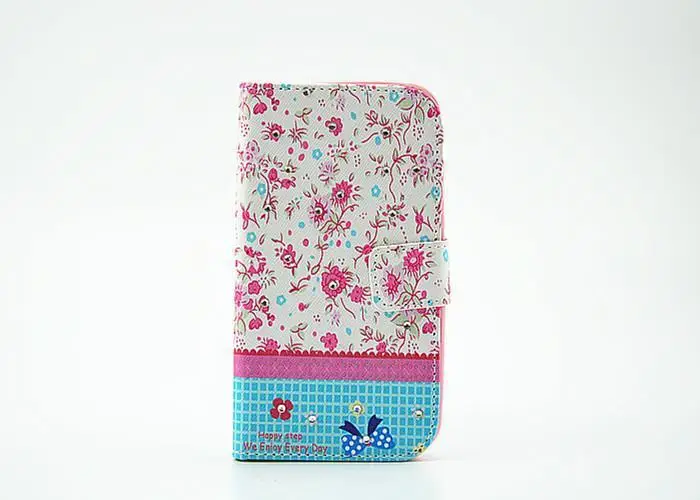 For LG L90 d405 Elegant Flowers Rhinestone Inlaid Card Holder Leather Case for D405 D405N 1pcs free shipping |